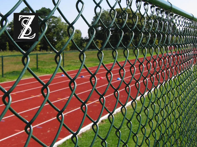 Plastic coated chain link fence